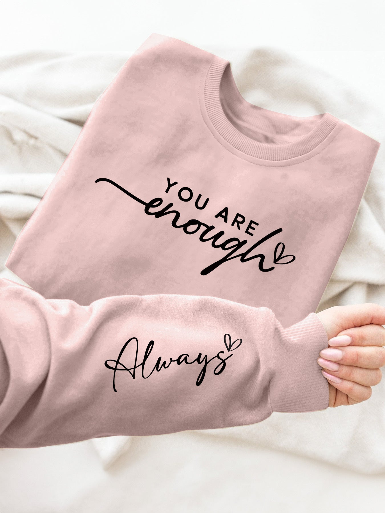 Letter Print Crew Neck Sweatshirt for Women | Lesley