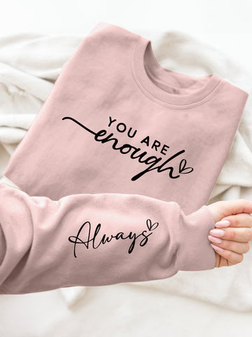 Letter Print Crew Neck Sweatshirt for Women | Lesley