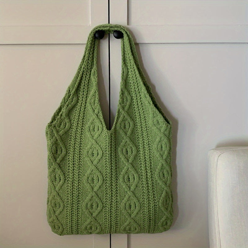 Women's Vintage Knitted Hobo Tote Bag - Soft Feel Luxurious Style