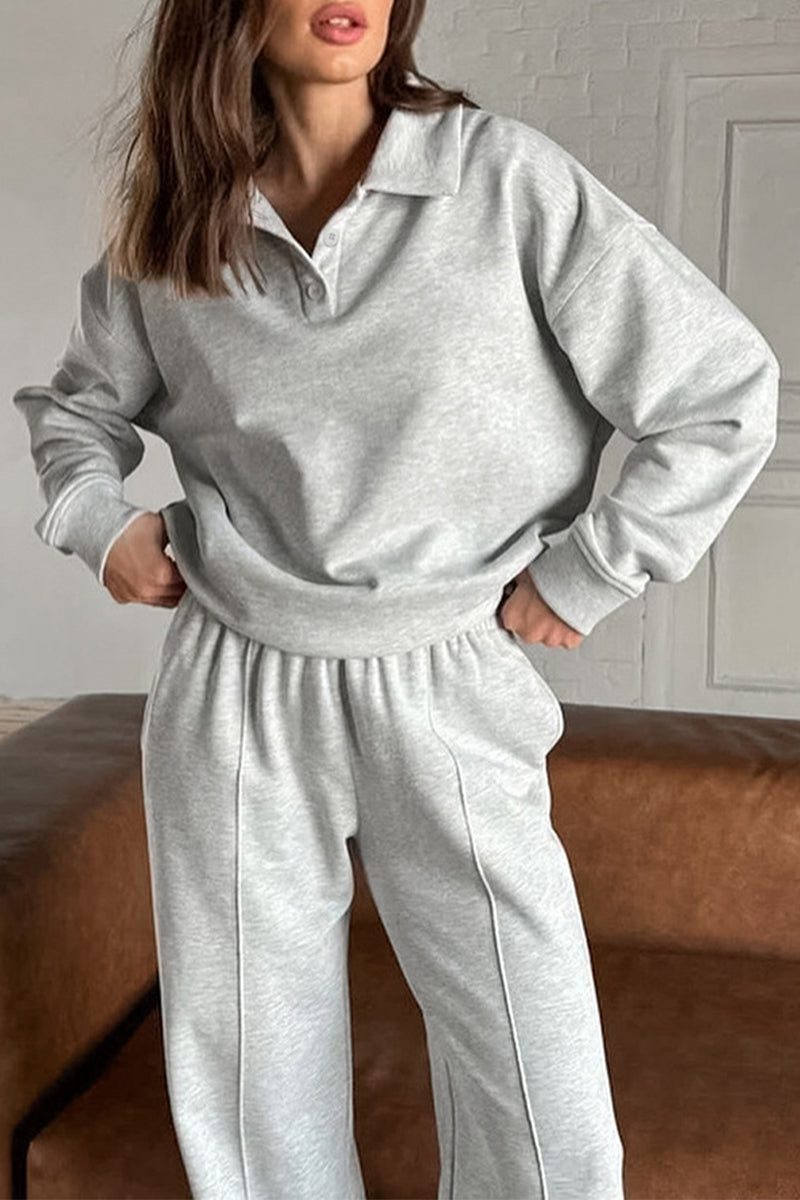 Farrah - Casual Turndown Collar Two-Piece Set for Women