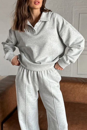 Farrah - Casual Turndown Collar Two-Piece Set for Women