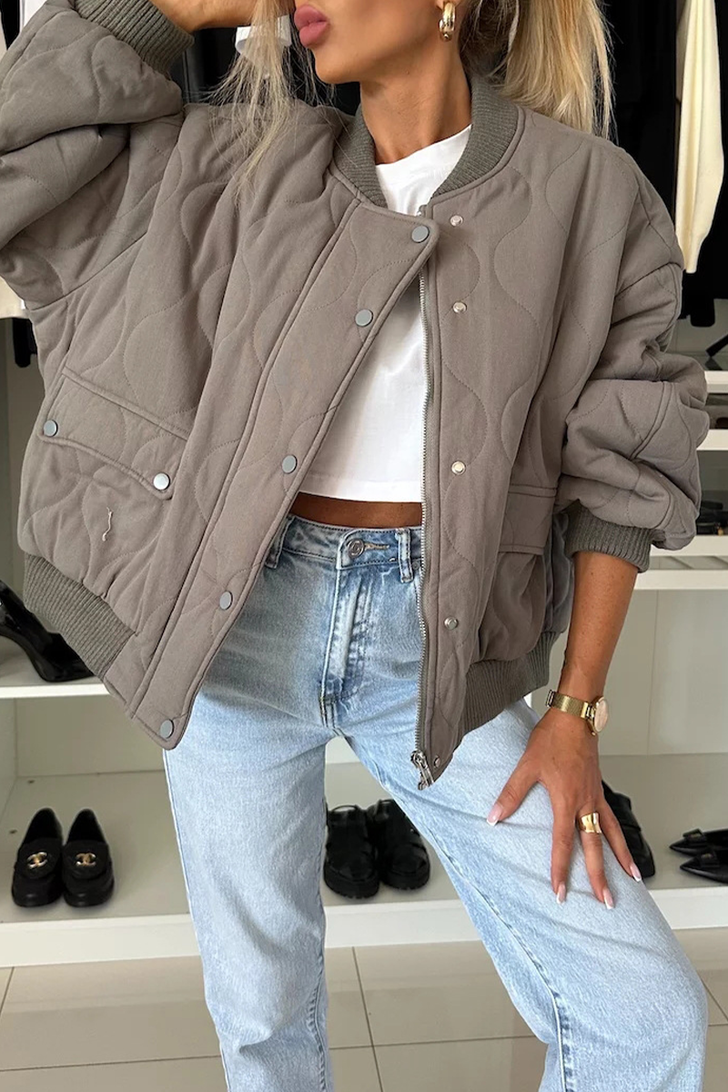 Mia - O-Neck Pocket Button Outerwear for Fall Women