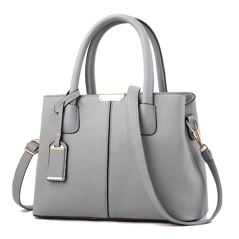 Women's Leather Handbag - Stylish Structured Tote & Crossbody Strap