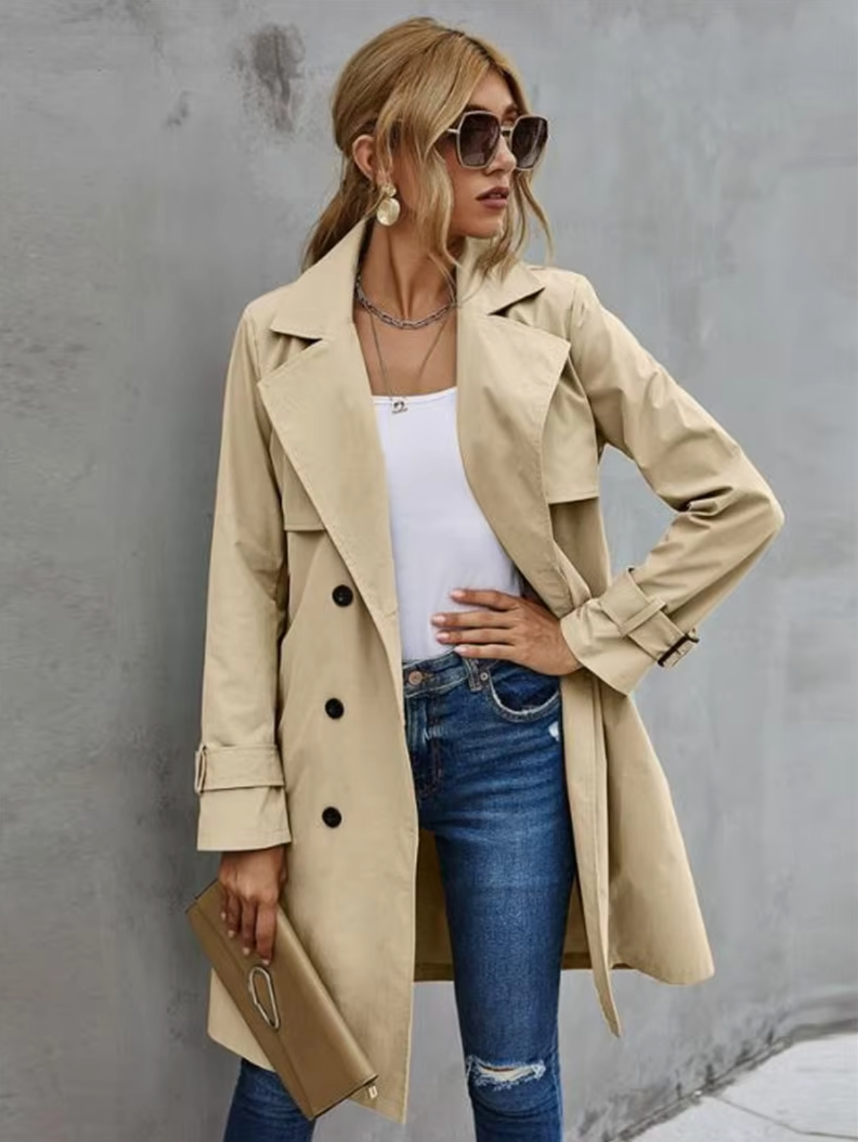 Women's Casual Long Trench Coat - Stylish & Warm