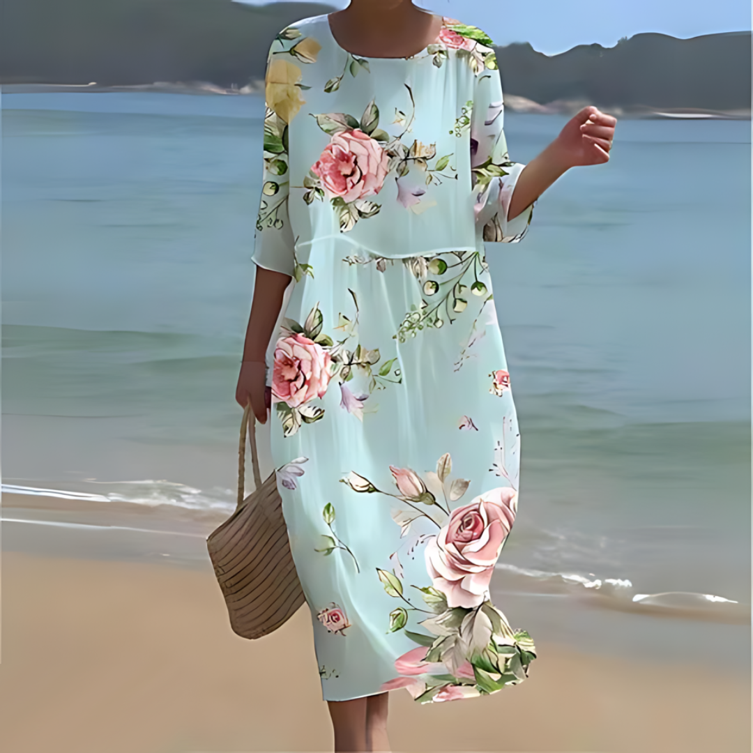 Elegant Floral Midi Dress for Women