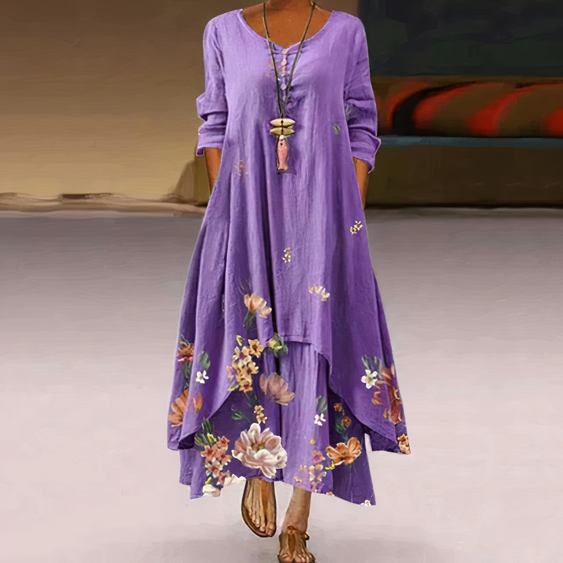 Elegant Loose Floral Maxi Dress for Women