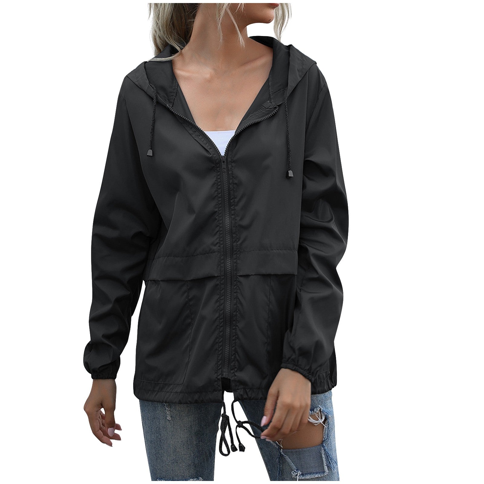Women's Waterproof Hooded Jacket - Stylish Windreaker