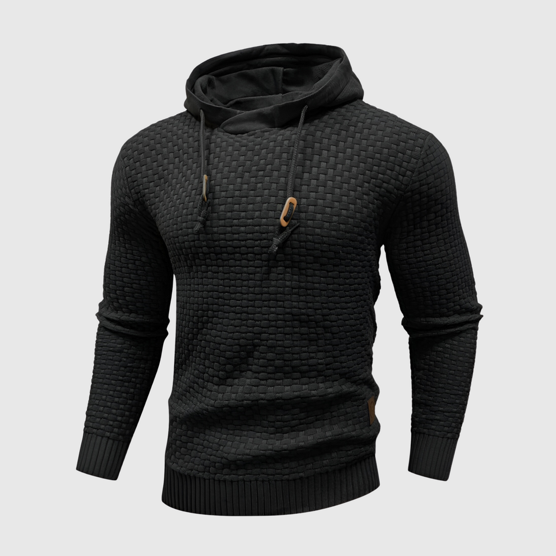 Men's Hoodie - Textured Knit with Drawstring Hood