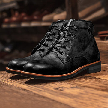 Men's Lace-Up Ankle Boots - Sturdy Sole