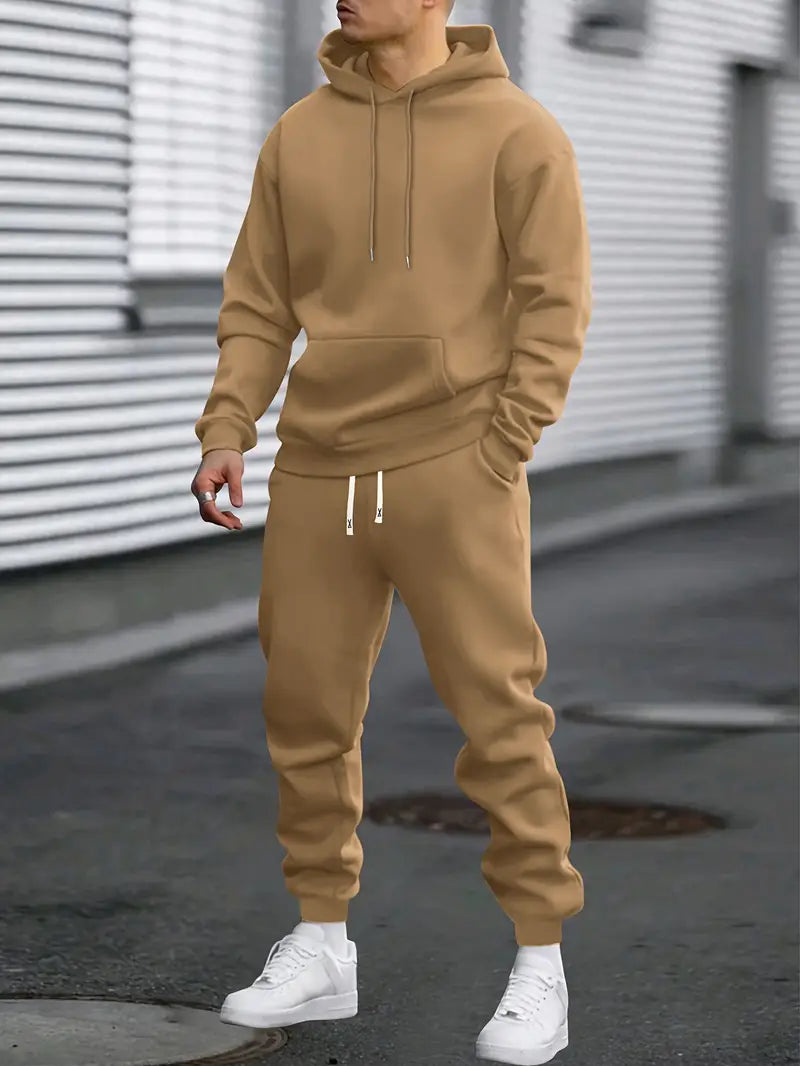 Men's Tracksuit Set - Hoodie with Kangaroo Pocket and Joggers