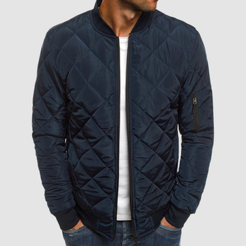 Men's Bomber Quilted Jacket - Zip Front & Sleeve Pockets