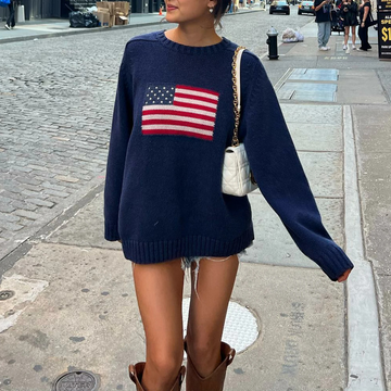 Trendy Streetwear Sweater with Flag Design for Women | Riley