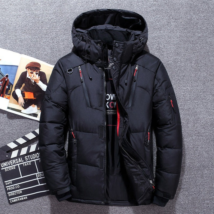 Men's Winter Puffer Jacket - Hooded Insulated Outdoor Design