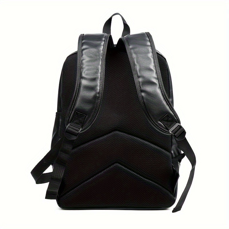 Men's Black Waterproof Leather Travel Backpack - Durable & Organised