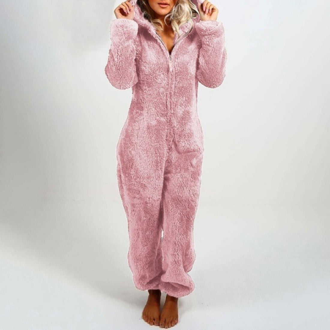 Women's Pyjama Onesie - Front Zipper with Hooded Design