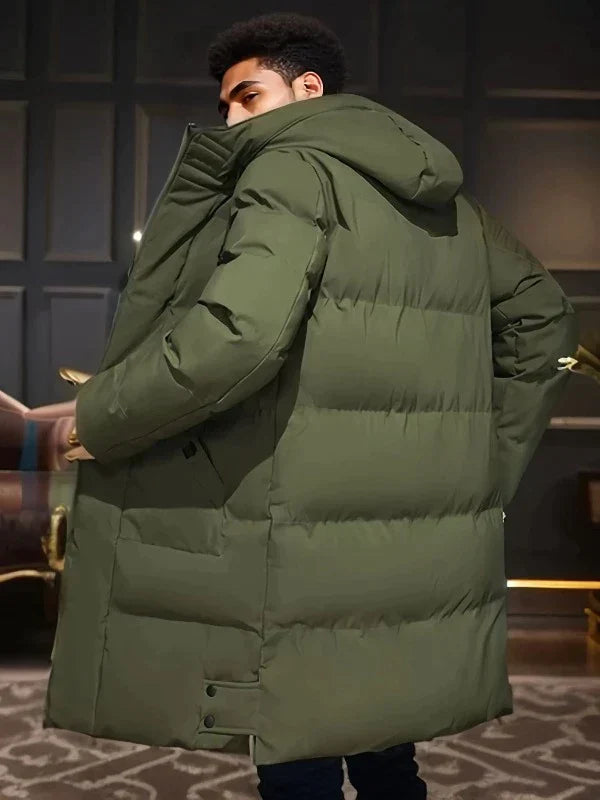 Men’s Puffer Winter Jacket - Hooded Longline Design