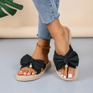 Elegant Slippers with Decorative Bow for Women | Jenna