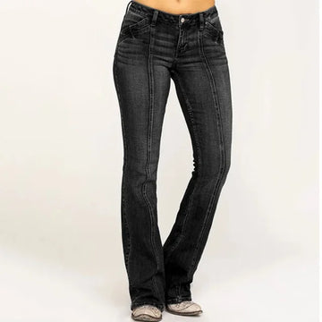 Women's Mid-Rise Flared Jeans - Front Seam Detail