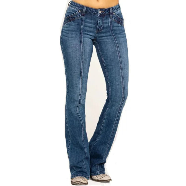 Women's Mid-Rise Flared Jeans - Front Seam Detail