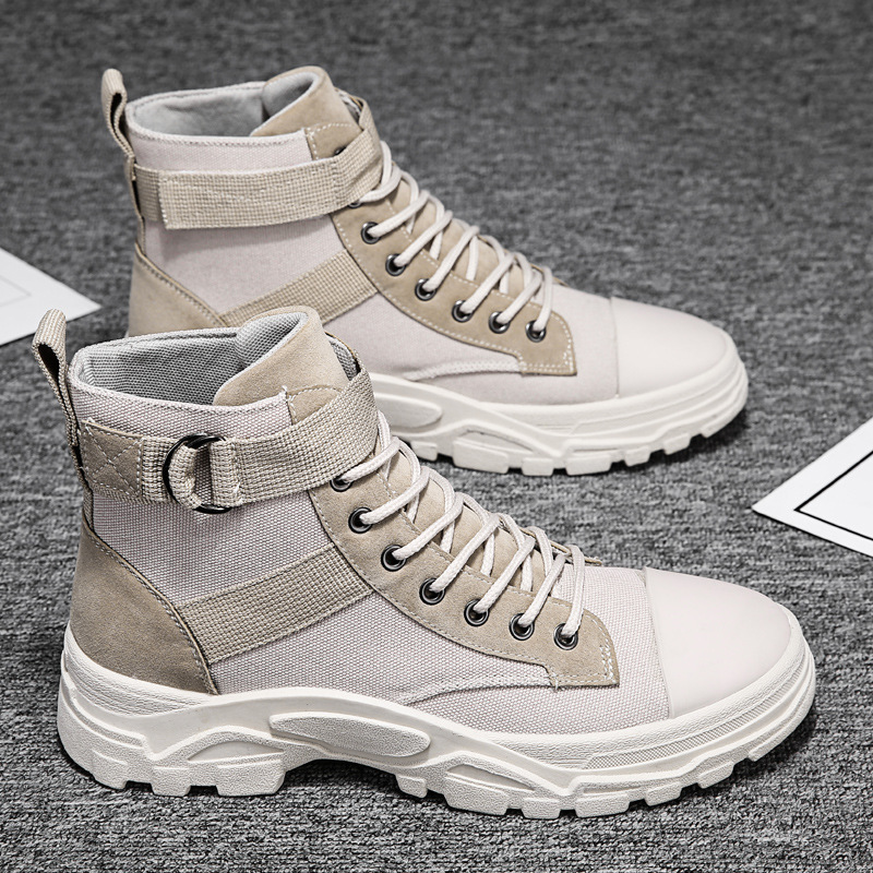 Men's Ankle Boots - Strap Detail and Chunky Sole