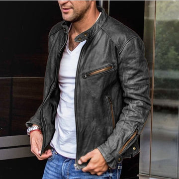 Men's Tailored Leather Jacket - Classic Biker Style