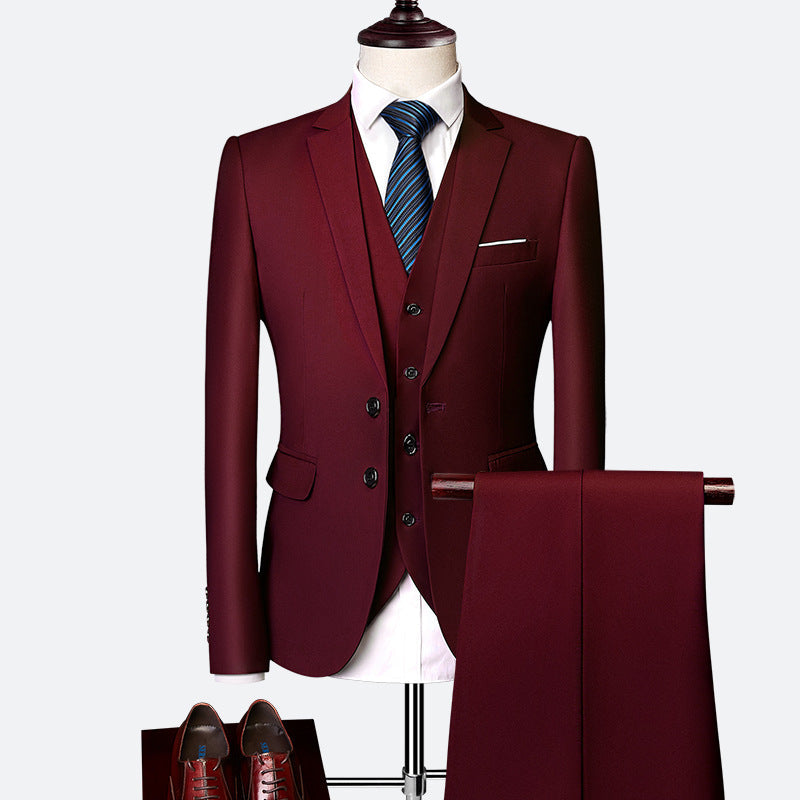 Elegant Slim Fit 3-Piece Wedding Suit Set for Men