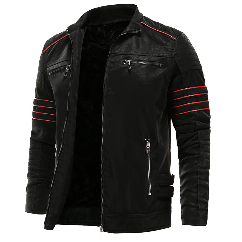 Men's Black Leather Jacket - Biker Outerwear