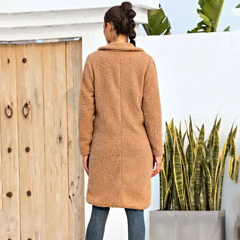 Women's Coat - Fuzzy Texture with Notch Lapel