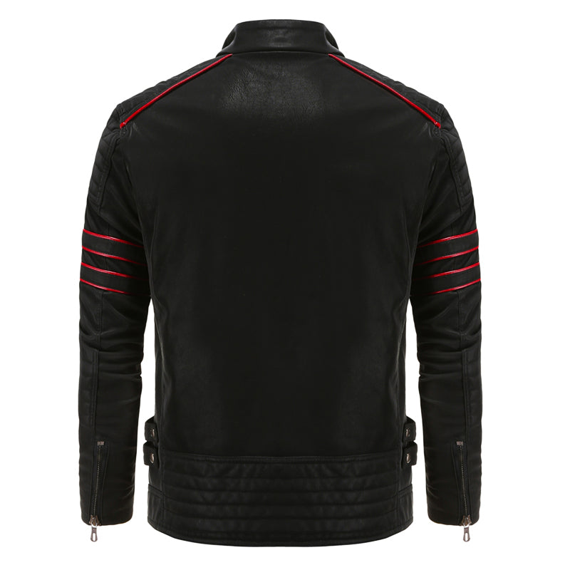 Men's Black Leather Jacket - Biker Outerwear