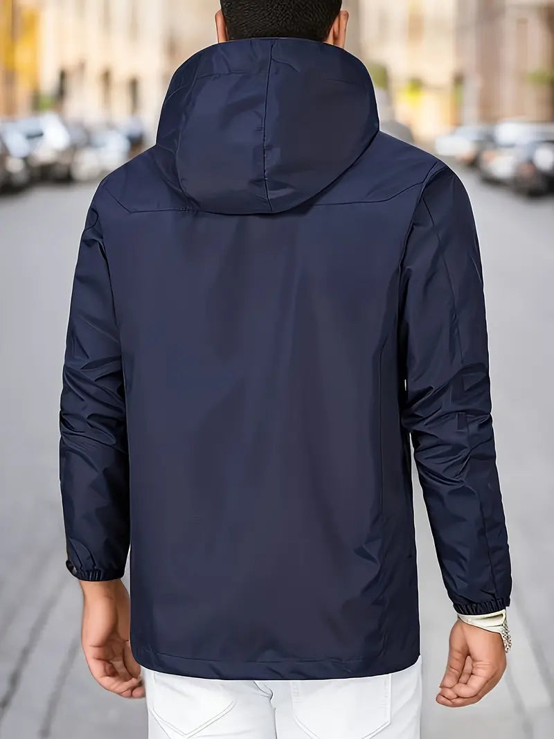 Men's Stylish Hooded Windbreaker - Waterproof Design