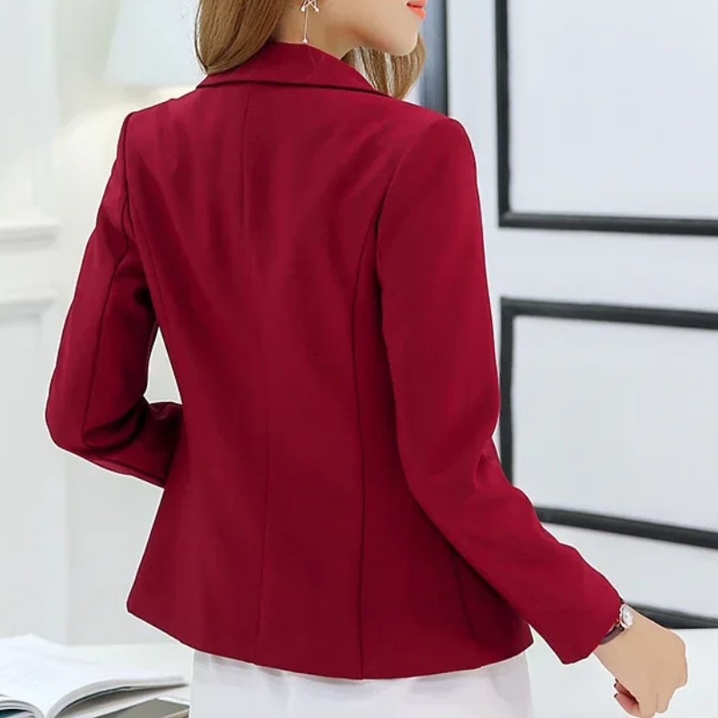 Women's Blazer - One-Button Closure with Notch Lapel Collar