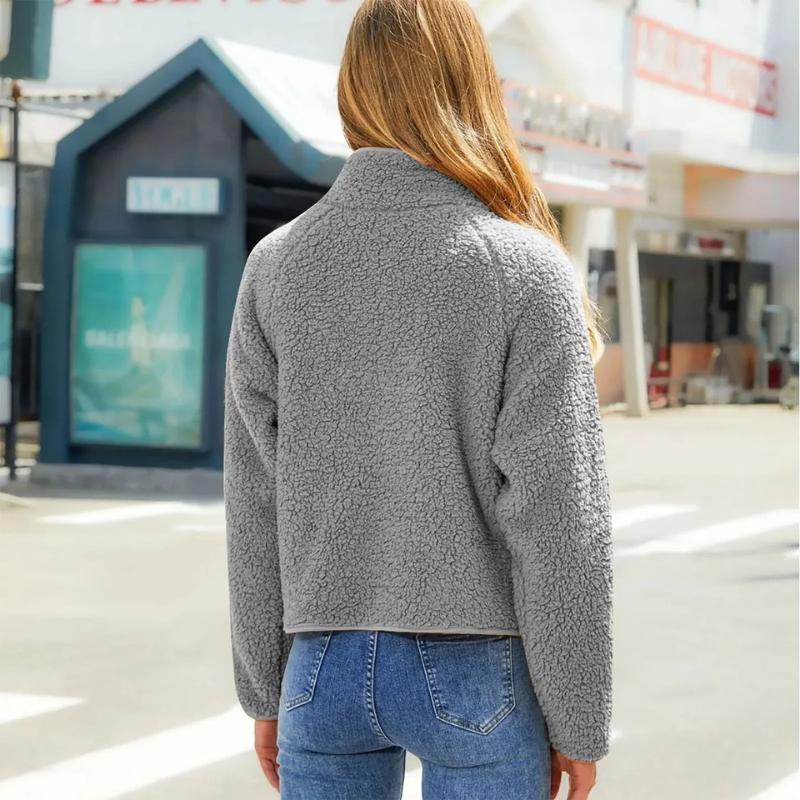 Women's Quilted Jacket - Cropped & Stand-Up Collar