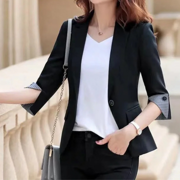 Women's Tailored Blazer - 3/4 Sleeve with Striped Lining
