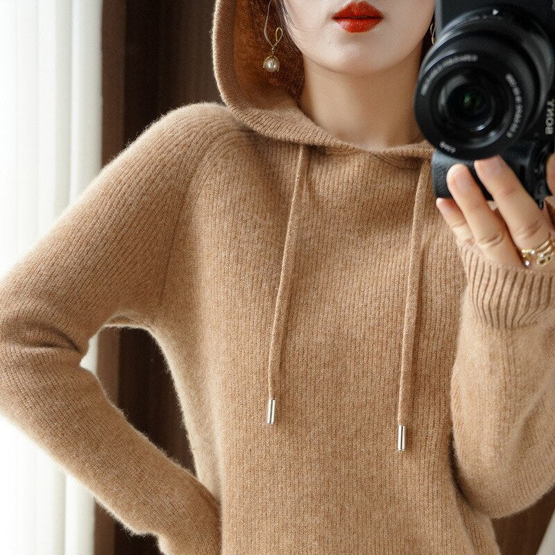 Women's Hoodie - Drawstring Hood with Ribbed Cuffs