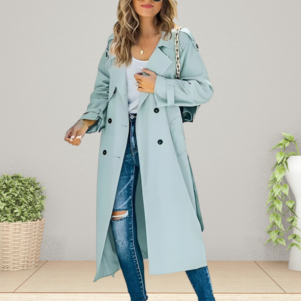 Women's Stylish Long Trench Coat - Comfortable & Warm