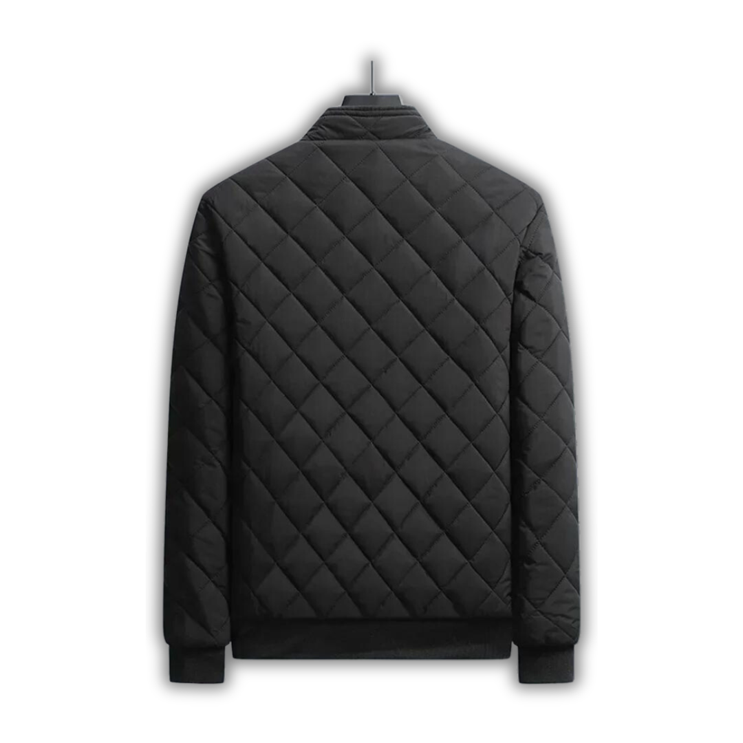 Men's Lined Quilted Jacket - Bomber Style with Stand-Up Collar