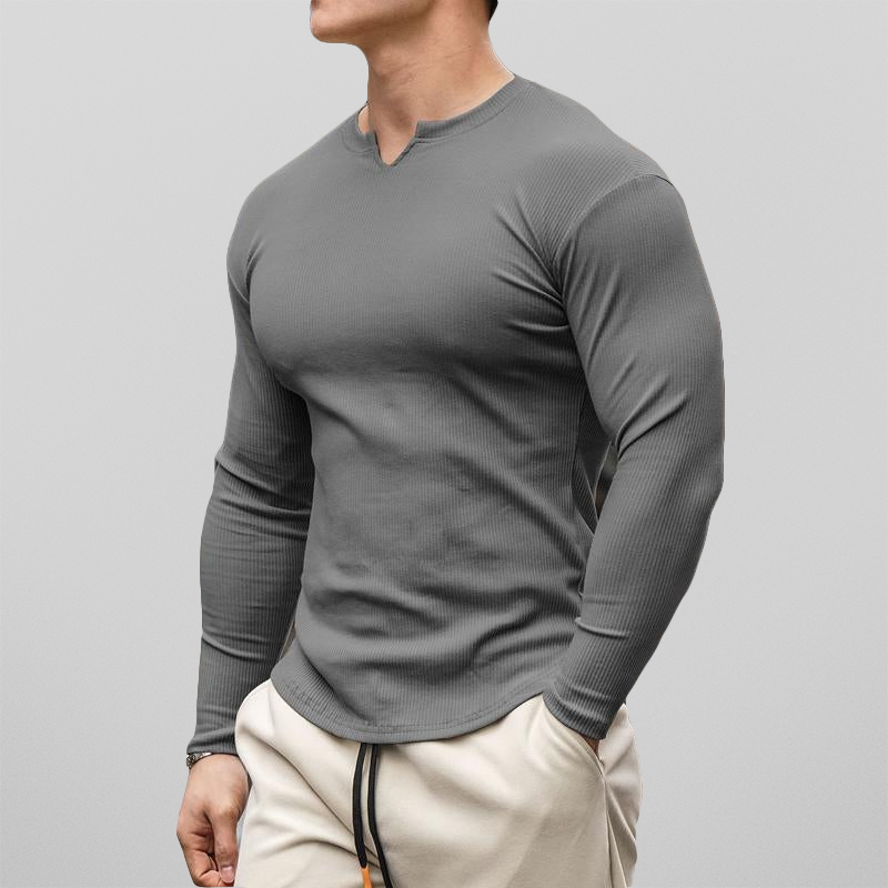 Men's Long Sleeve Top - Ribbed & Slim-Fit