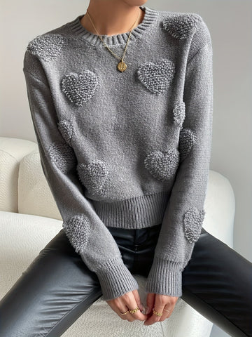 Heart Pattern Knit Sweater for Women | Ruby