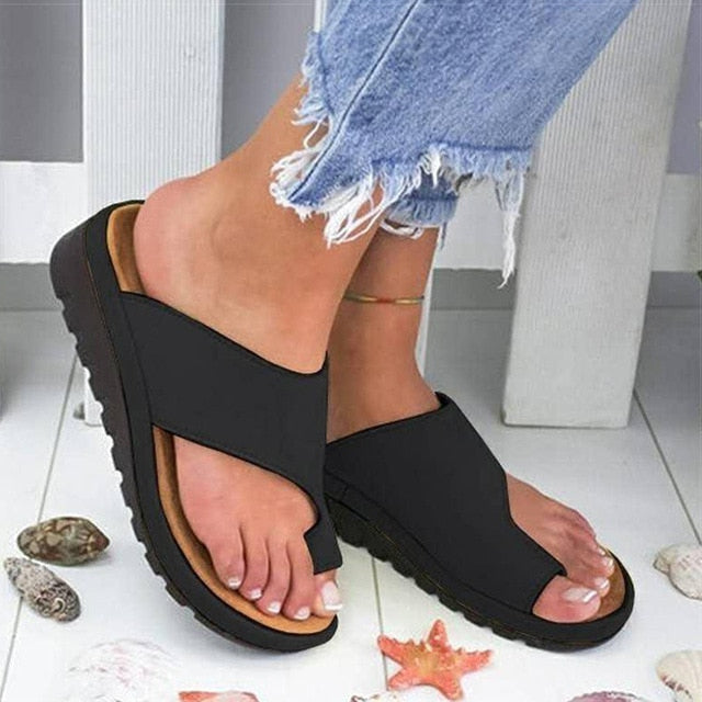 Comfortable Open-Toe Slip-On Wedge Sandals for Women