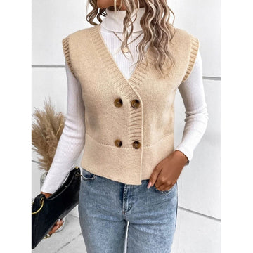 Elena - Button-Up V-Neck Sweater Vest for Women