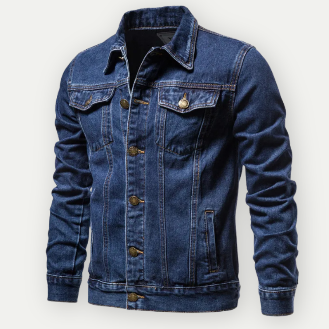 Men's Denim Jacket - Contrast Stitching with Button Pockets