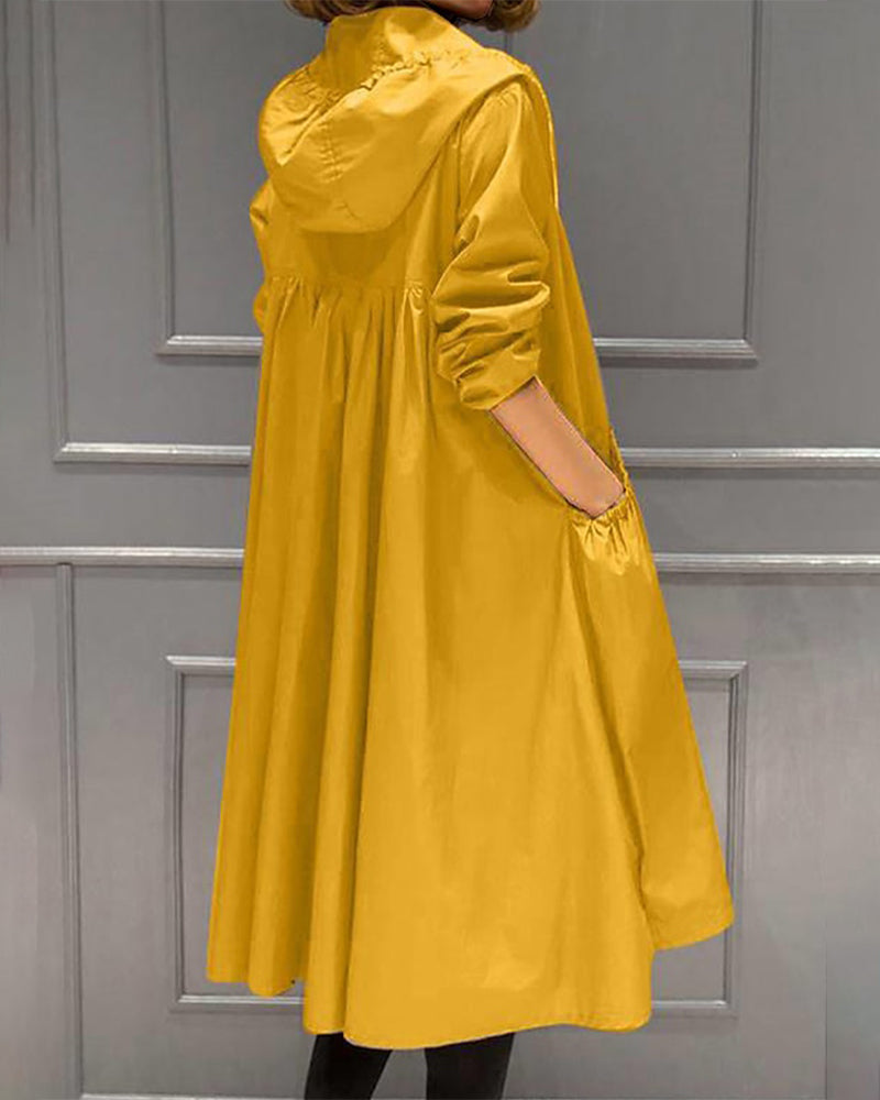 Women's Waterproof Long Jacket - Hooded Outerwear