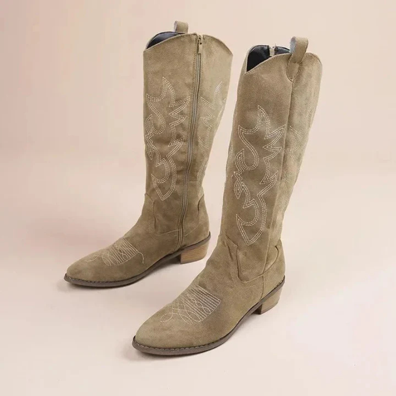 Women's High Cowboy Boots - Stylish & Embroidered
