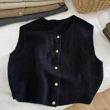 Women's Gilet - Button-Front with Round Neck