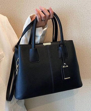 Women's Leather Crossbody Tote Bag - Classic Plaid Chic Versatile