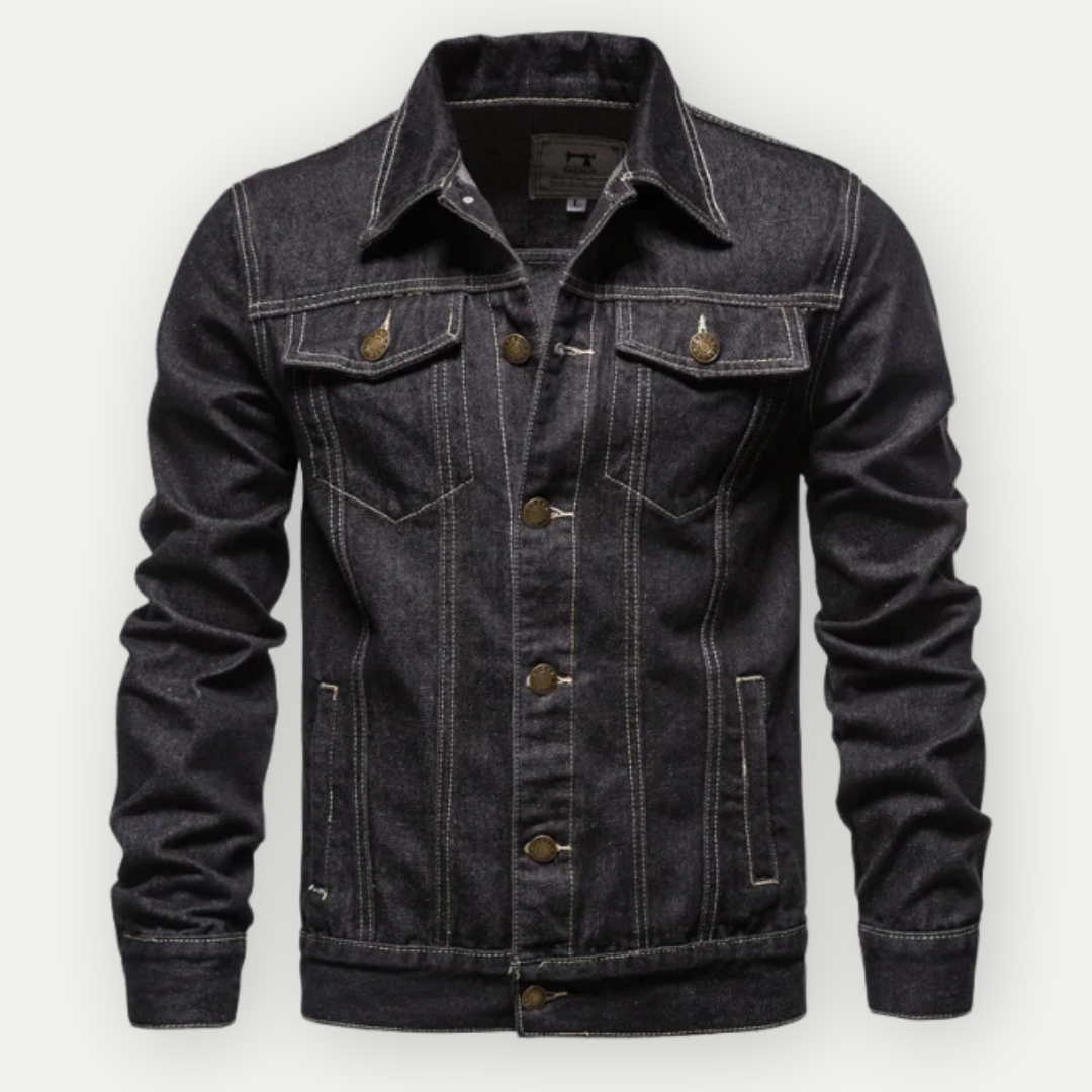Men's Denim Jacket - Contrast Stitching with Button Pockets