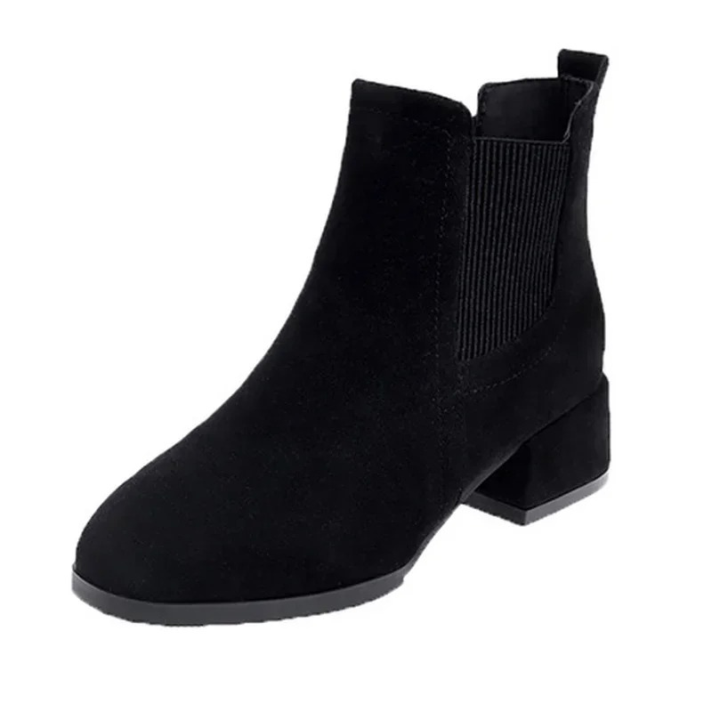 Charlotte - Suede Chelsea Boots with Block Heel for Women