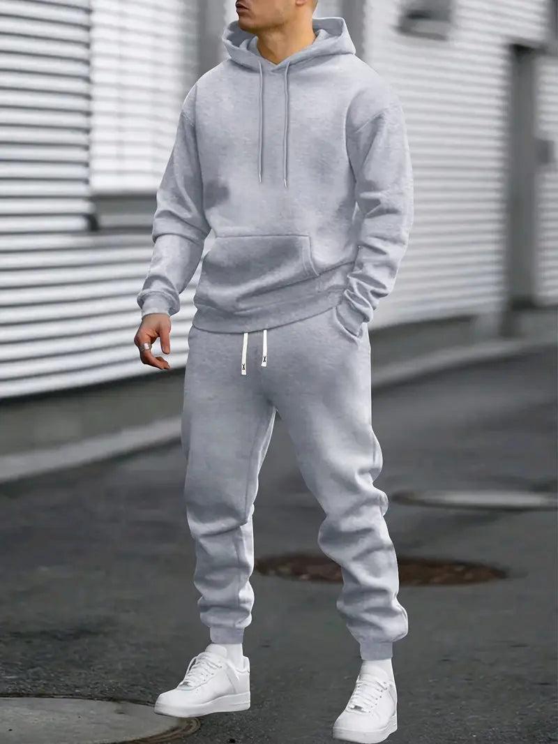 Men's Tracksuit Set - Hoodie with Kangaroo Pocket and Joggers