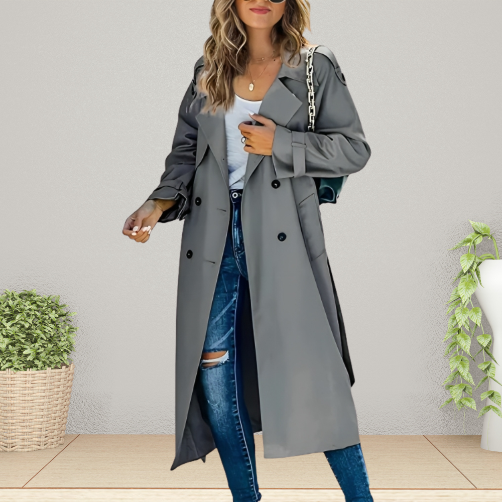 Women's Stylish Long Trench Coat - Comfortable & Warm