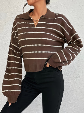 Striped Drop-Shoulder Knit Sweater for Women | Elisia